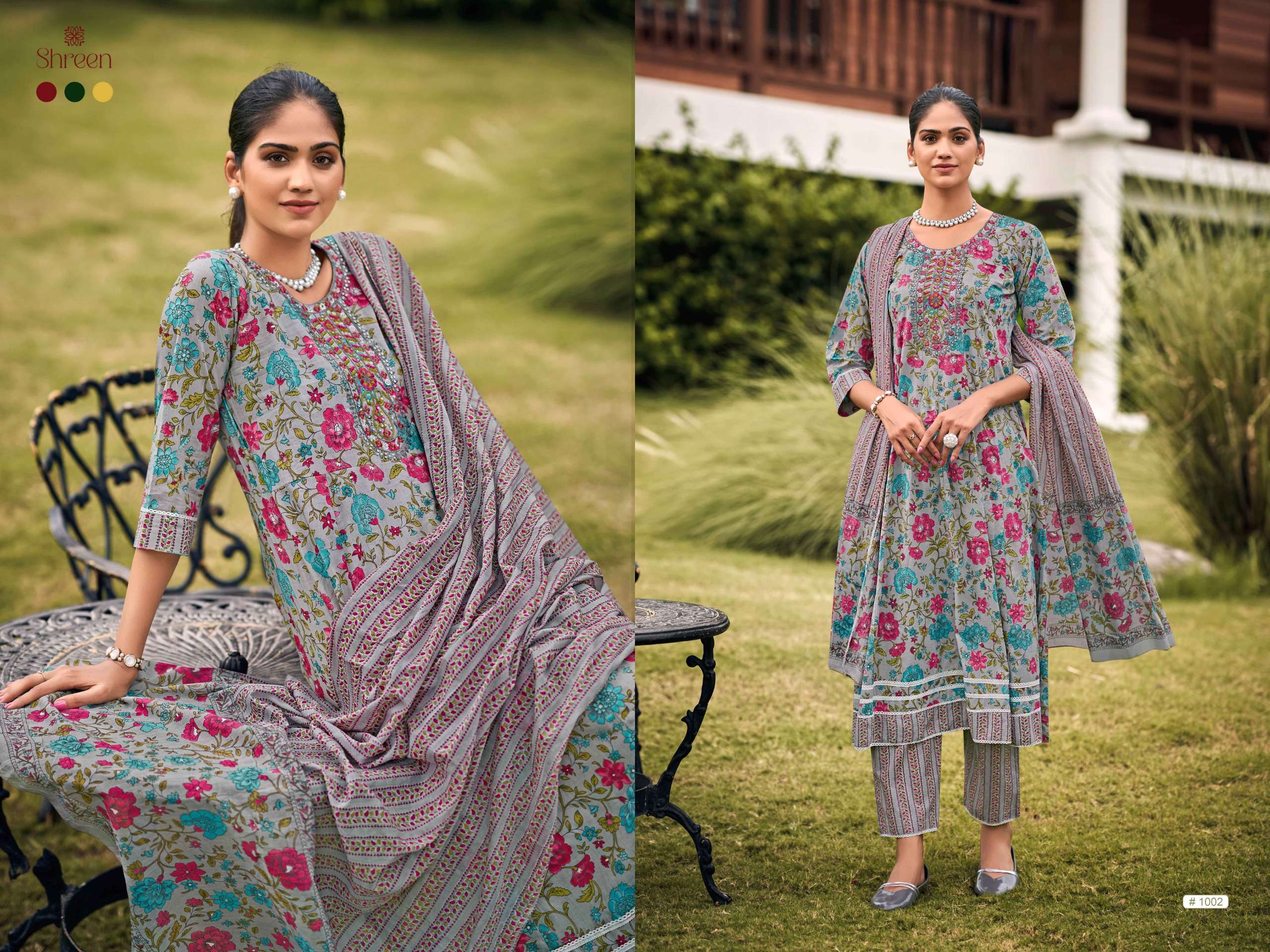HINAYA GUNGUN VOL 1 COTTON PRINT NAIRA CUT PATTERN KURTI COMBO SET 