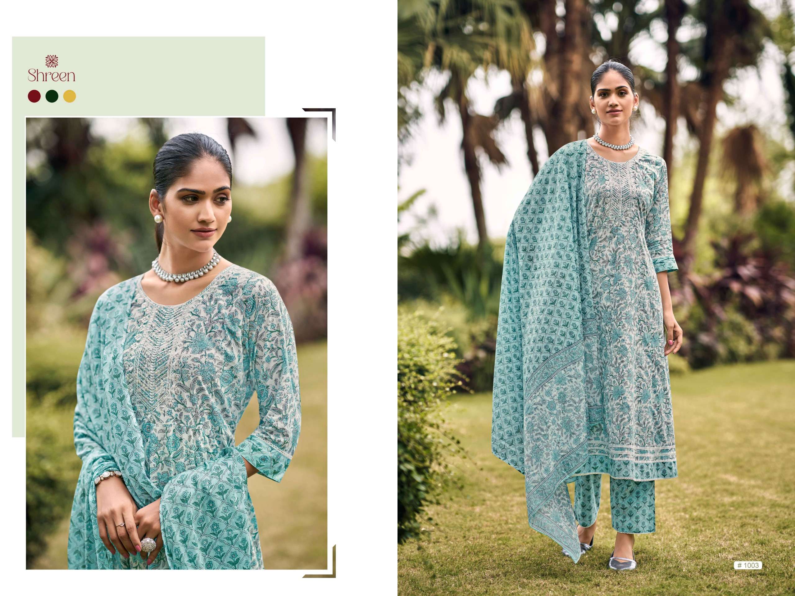 HINAYA GUNGUN VOL 1 COTTON PRINT NAIRA CUT PATTERN KURTI COMBO SET 