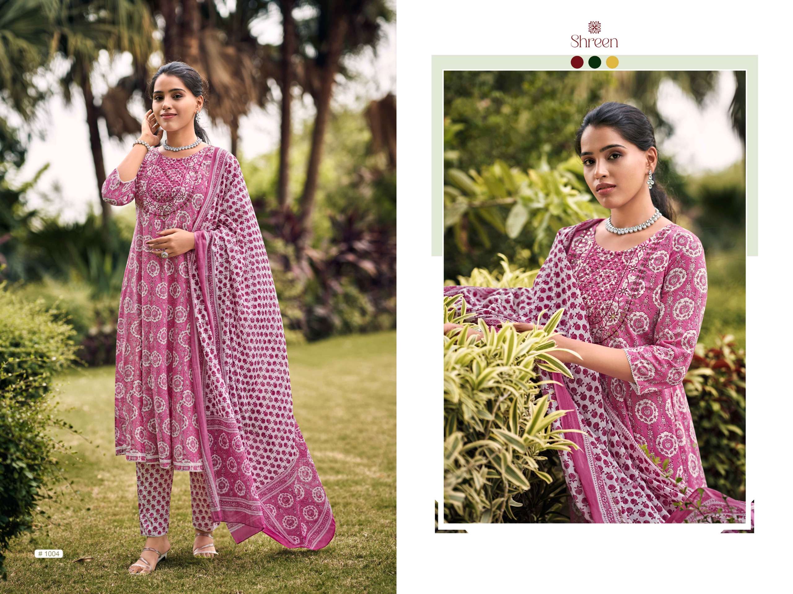 HINAYA GUNGUN VOL 1 COTTON PRINT NAIRA CUT PATTERN KURTI COMBO SET 