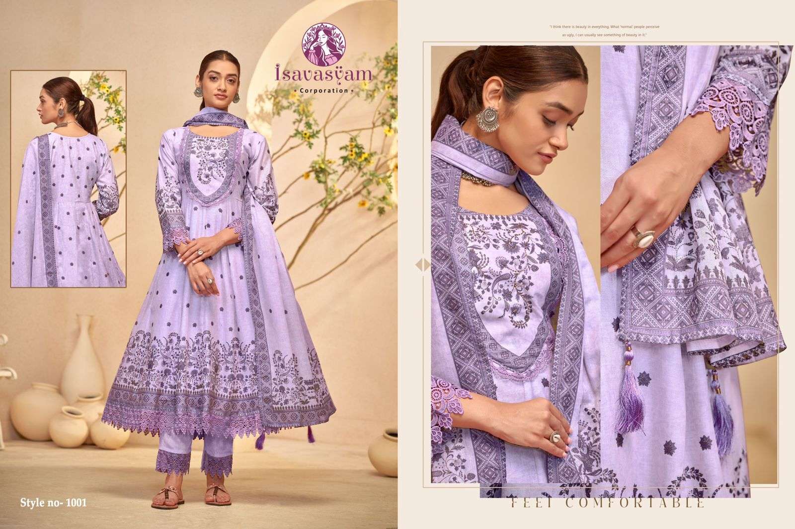 ISAVASYAM CORPORATION NAFIZA COTTON DESIGNER ANARKALI STYLE SUIT