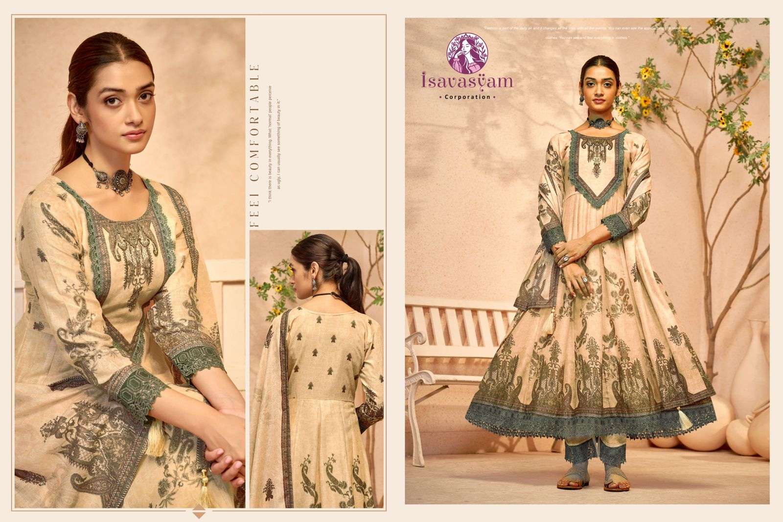 ISAVASYAM CORPORATION NAFIZA COTTON DESIGNER ANARKALI STYLE SUIT