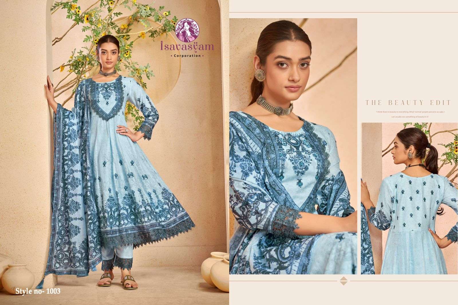 ISAVASYAM CORPORATION NAFIZA COTTON DESIGNER ANARKALI STYLE SUIT