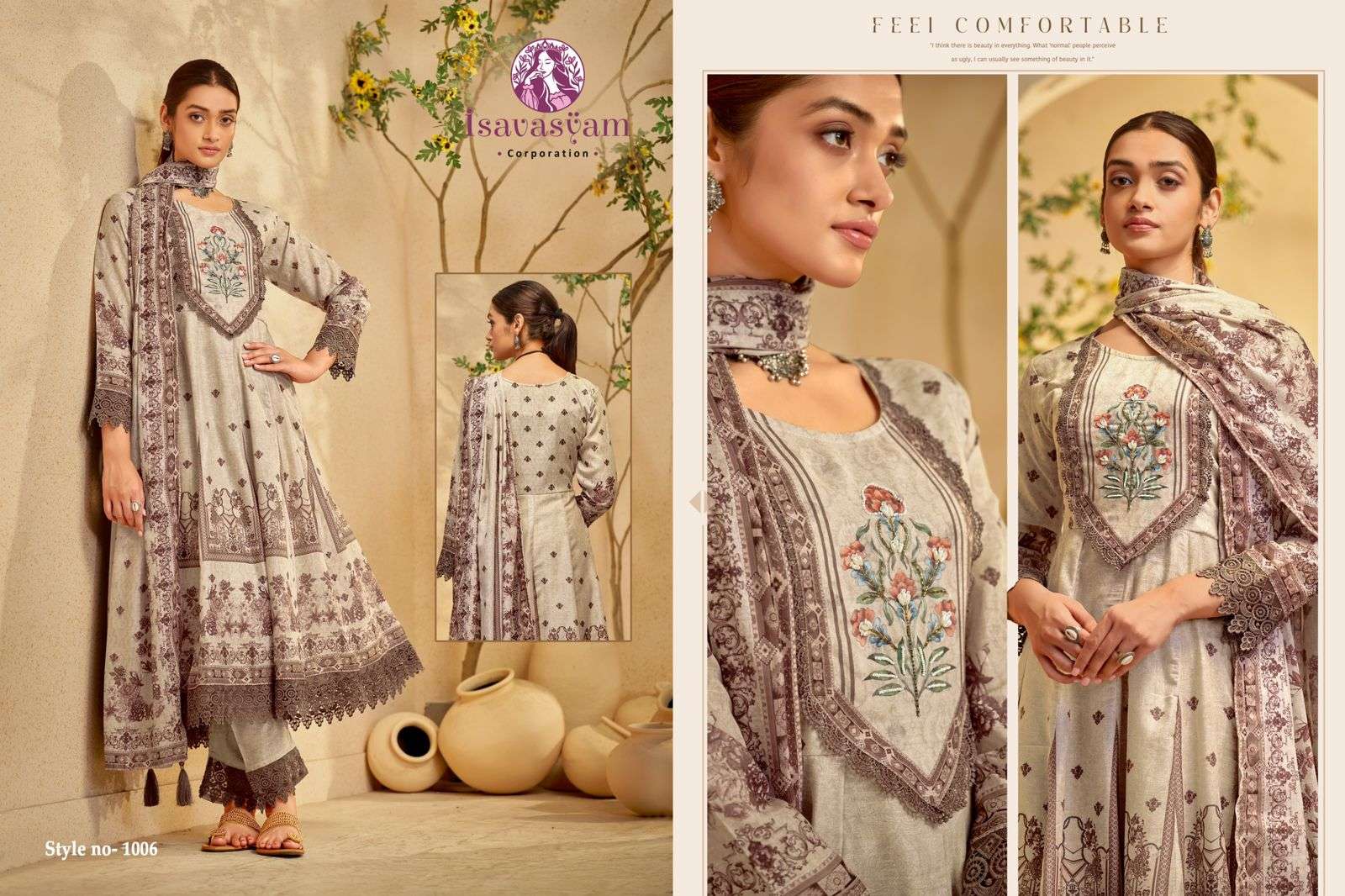 ISAVASYAM CORPORATION NAFIZA COTTON DESIGNER ANARKALI STYLE SUIT