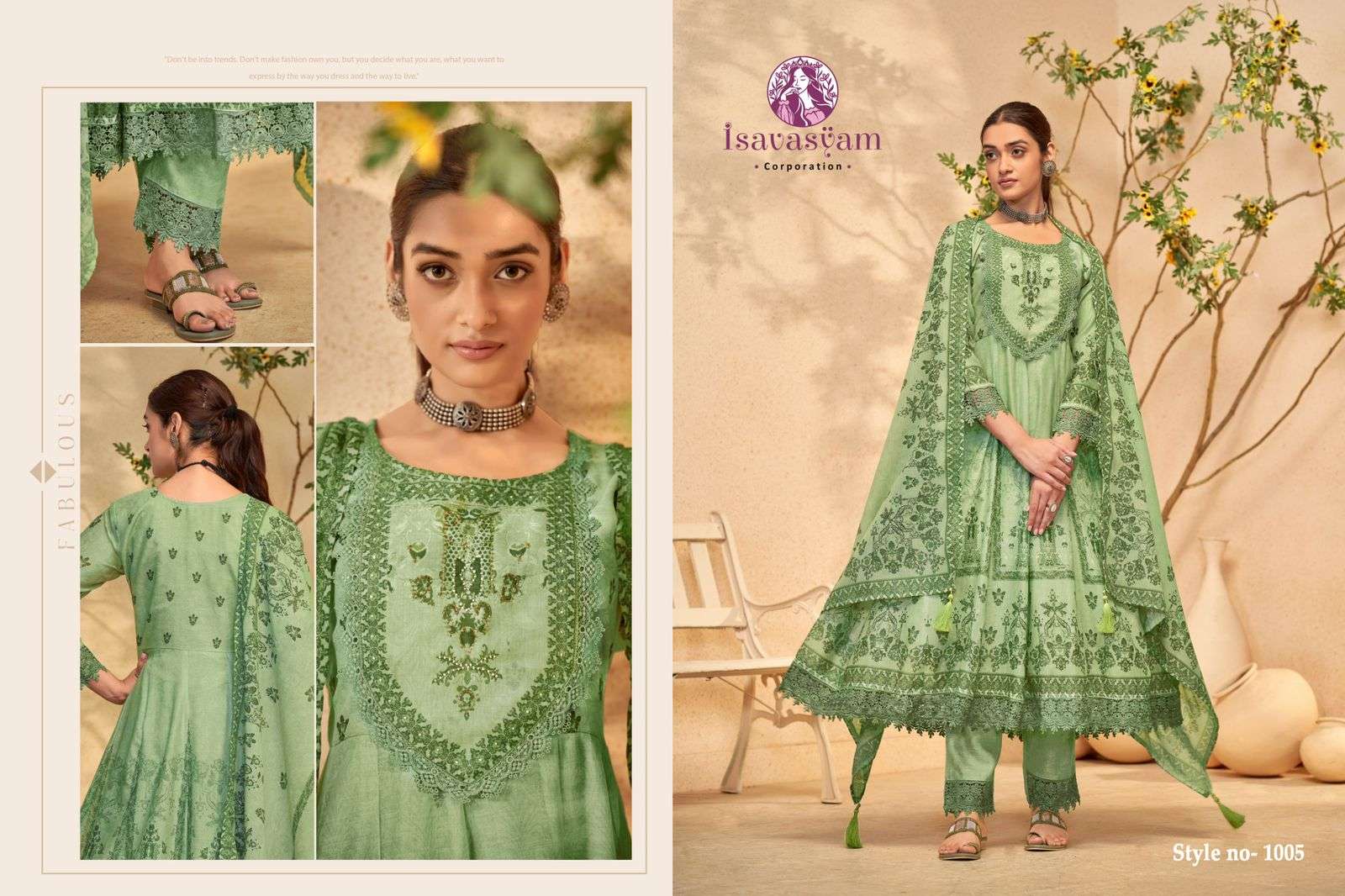 ISAVASYAM CORPORATION NAFIZA COTTON DESIGNER ANARKALI STYLE SUIT