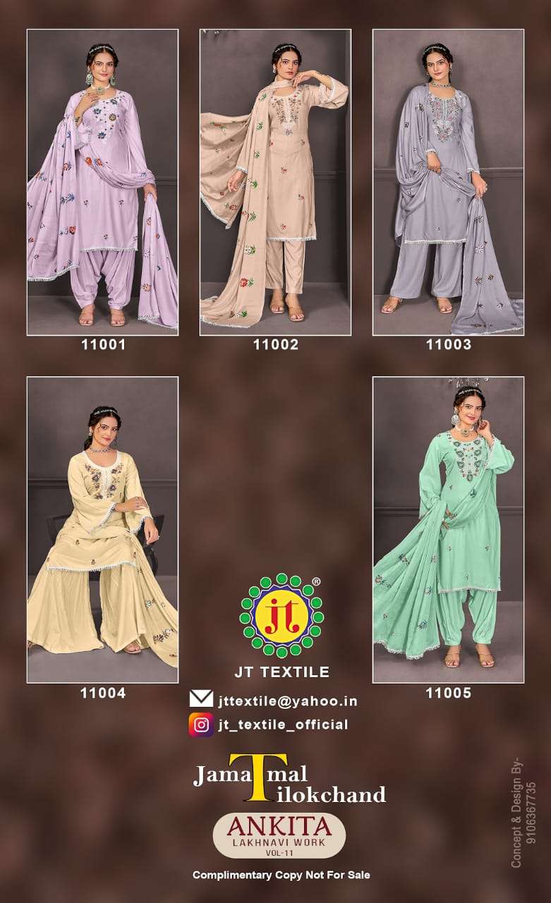 JT ANKITA VOL 11 RAYON FANCY WORK SALWAR SUIT