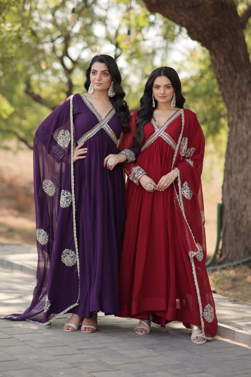 KA 1107 GOWN DUPATTA