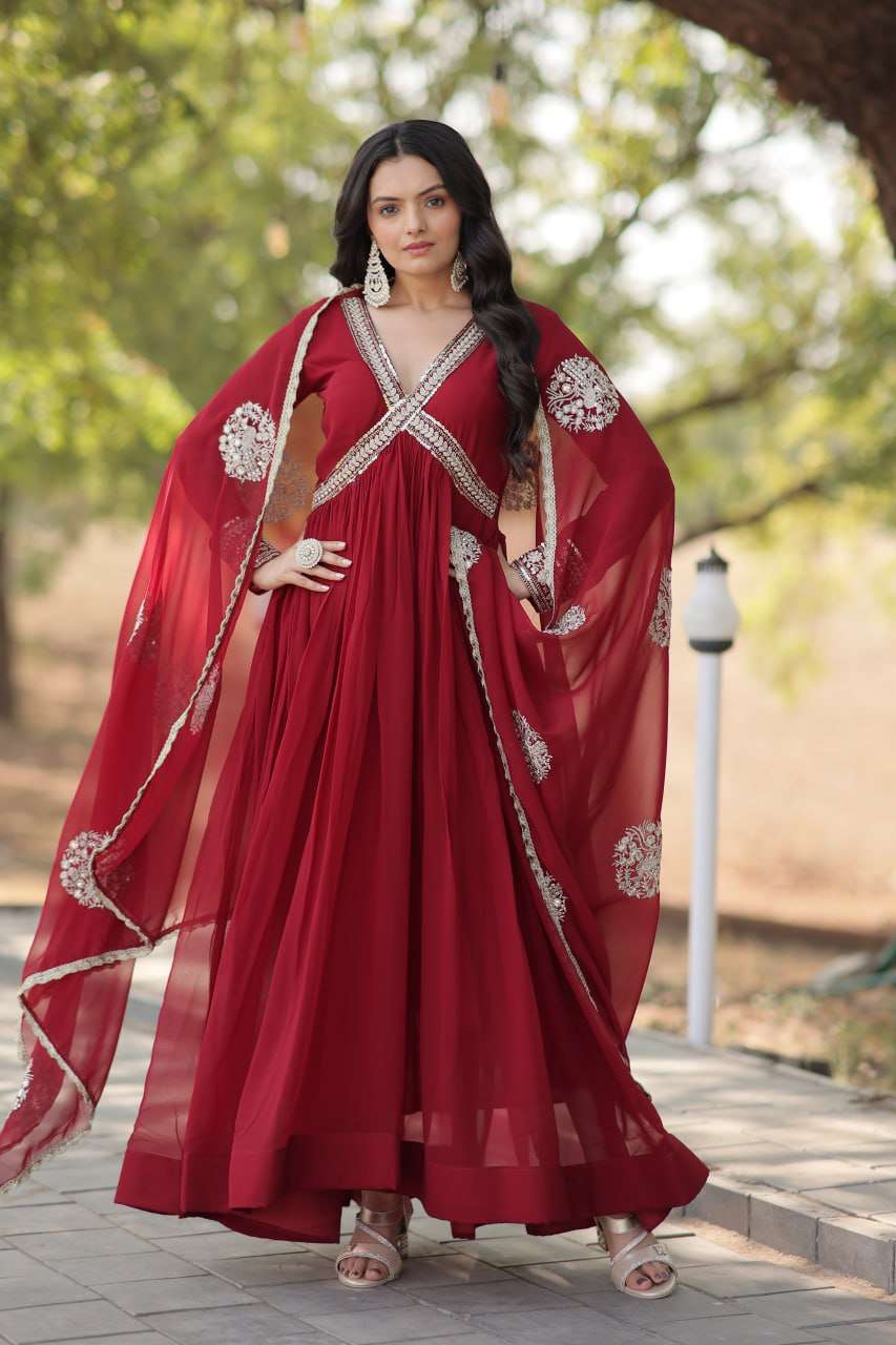 KA 1107 GOWN DUPATTA