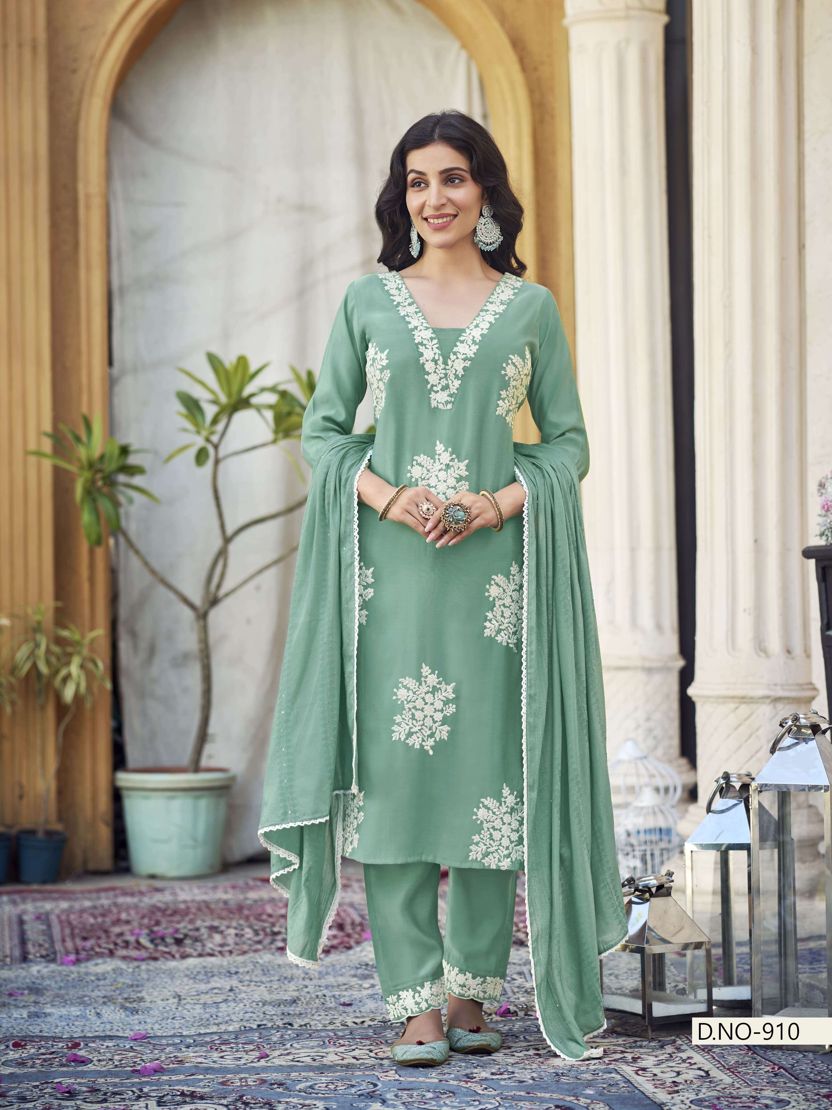 KARISSA ERIKA VISCOSE FANCY WORK LADIES KURTI COMBO SET 