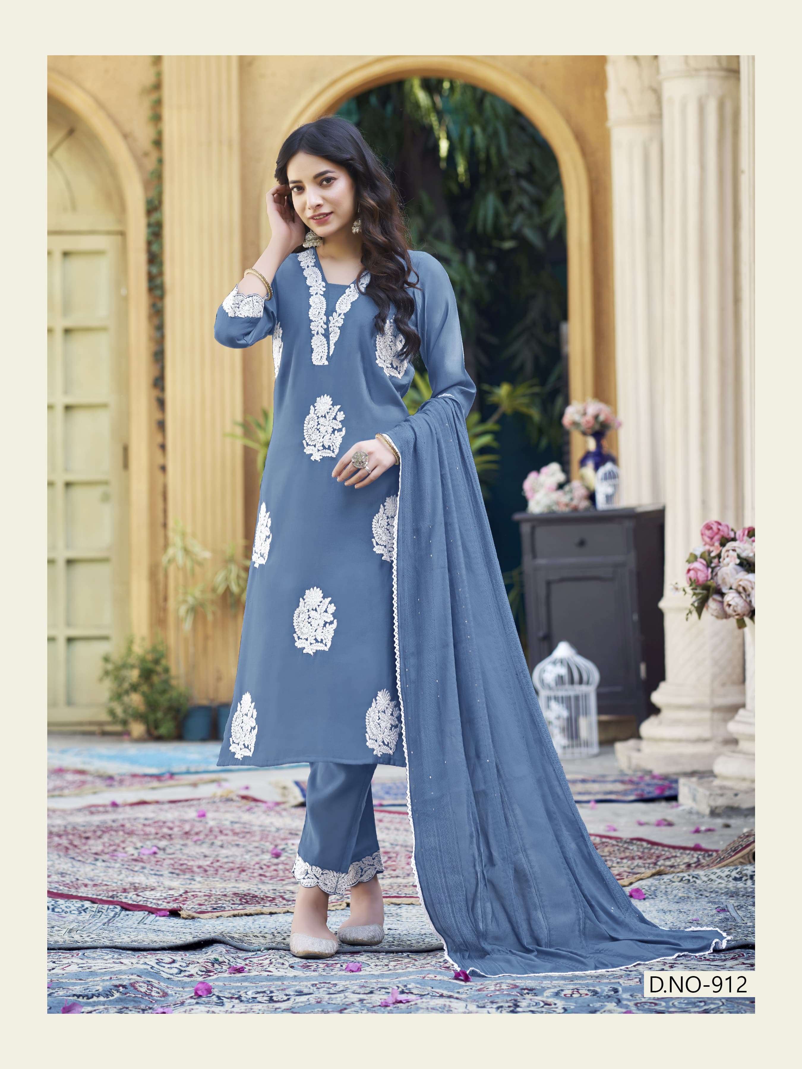 KARISSA ERIKA VISCOSE FANCY WORK LADIES KURTI COMBO SET 