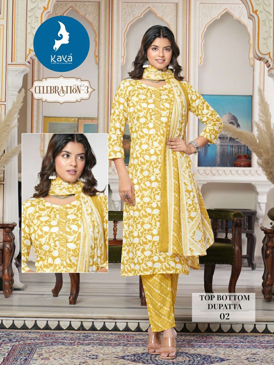 KAYA CELEBRATION VOL 3 COTTON PRINT KURTI COMBO SET 