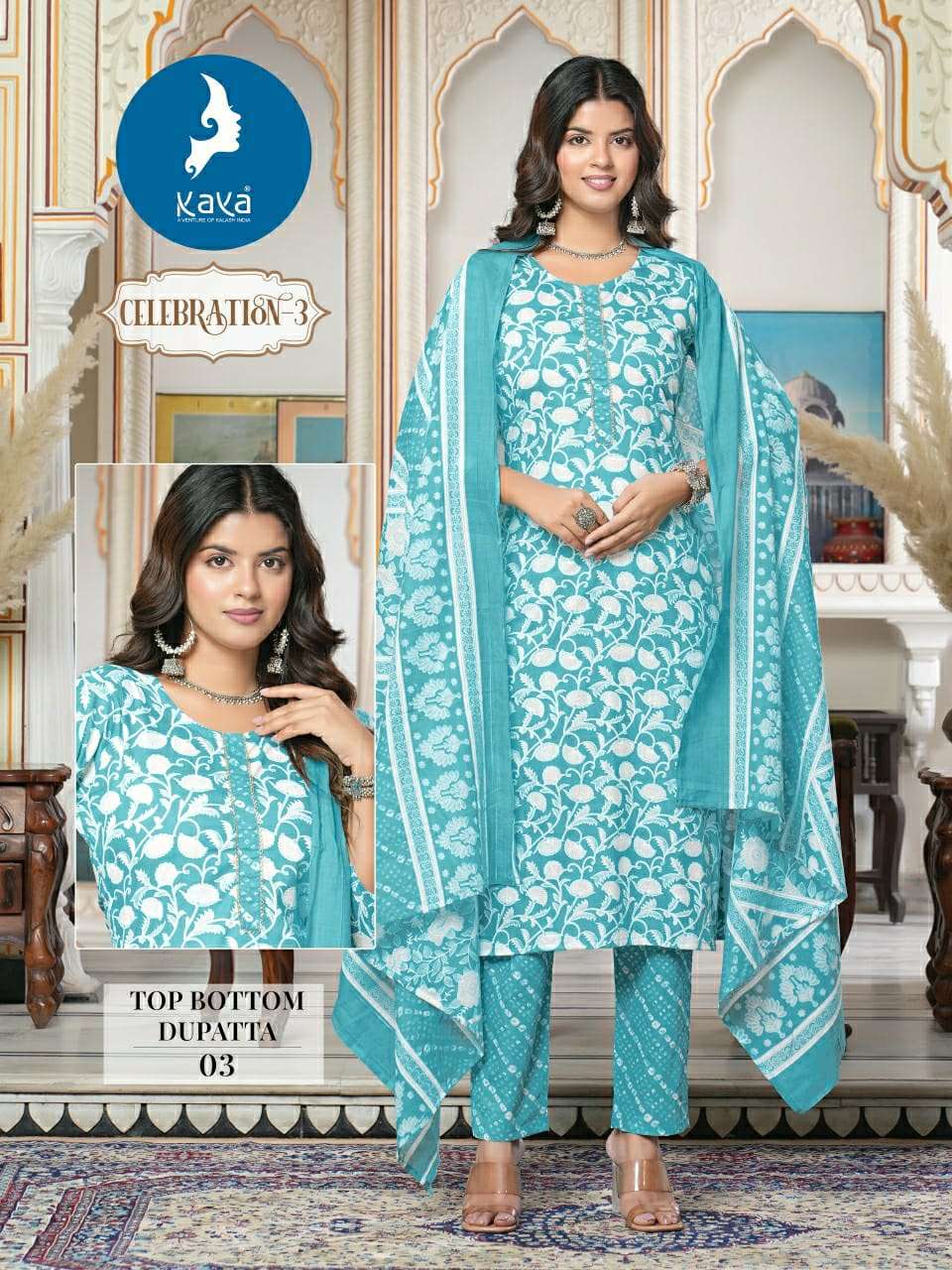 KAYA CELEBRATION VOL 3 COTTON PRINT KURTI COMBO SET 