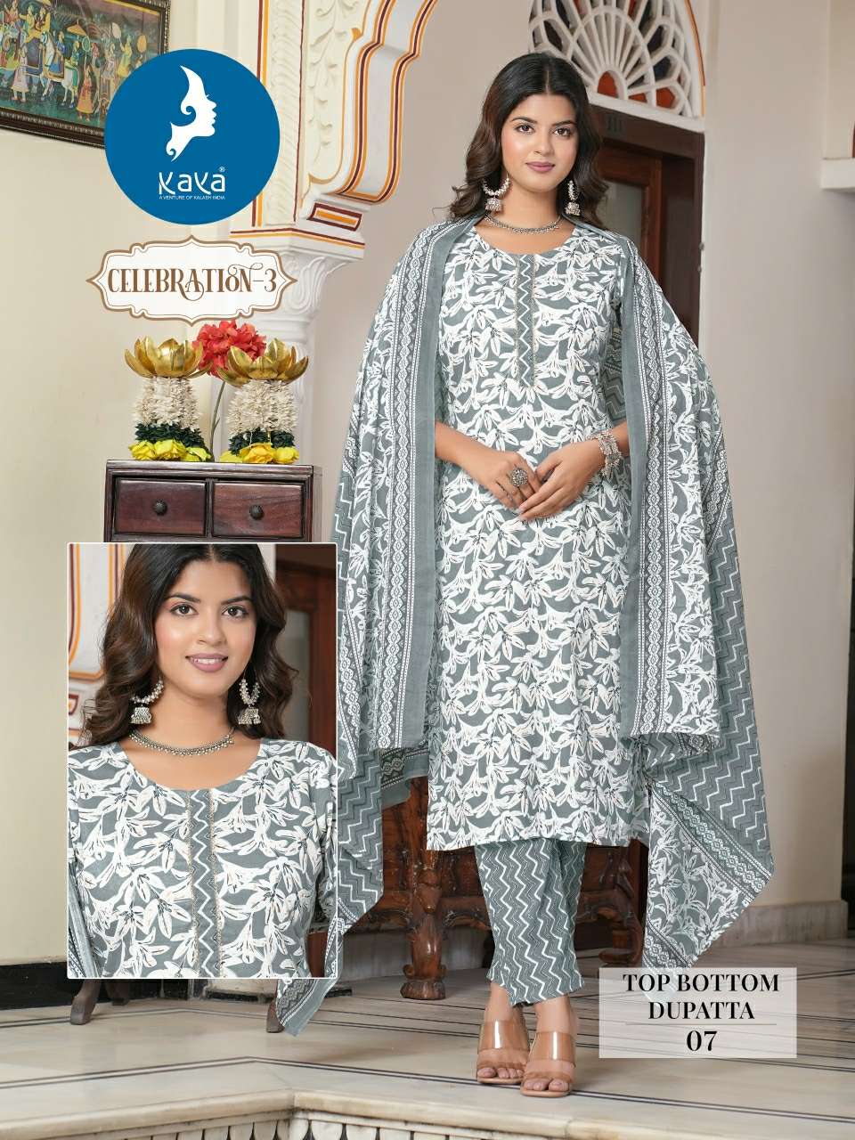 KAYA CELEBRATION VOL 3 COTTON PRINT KURTI COMBO SET 