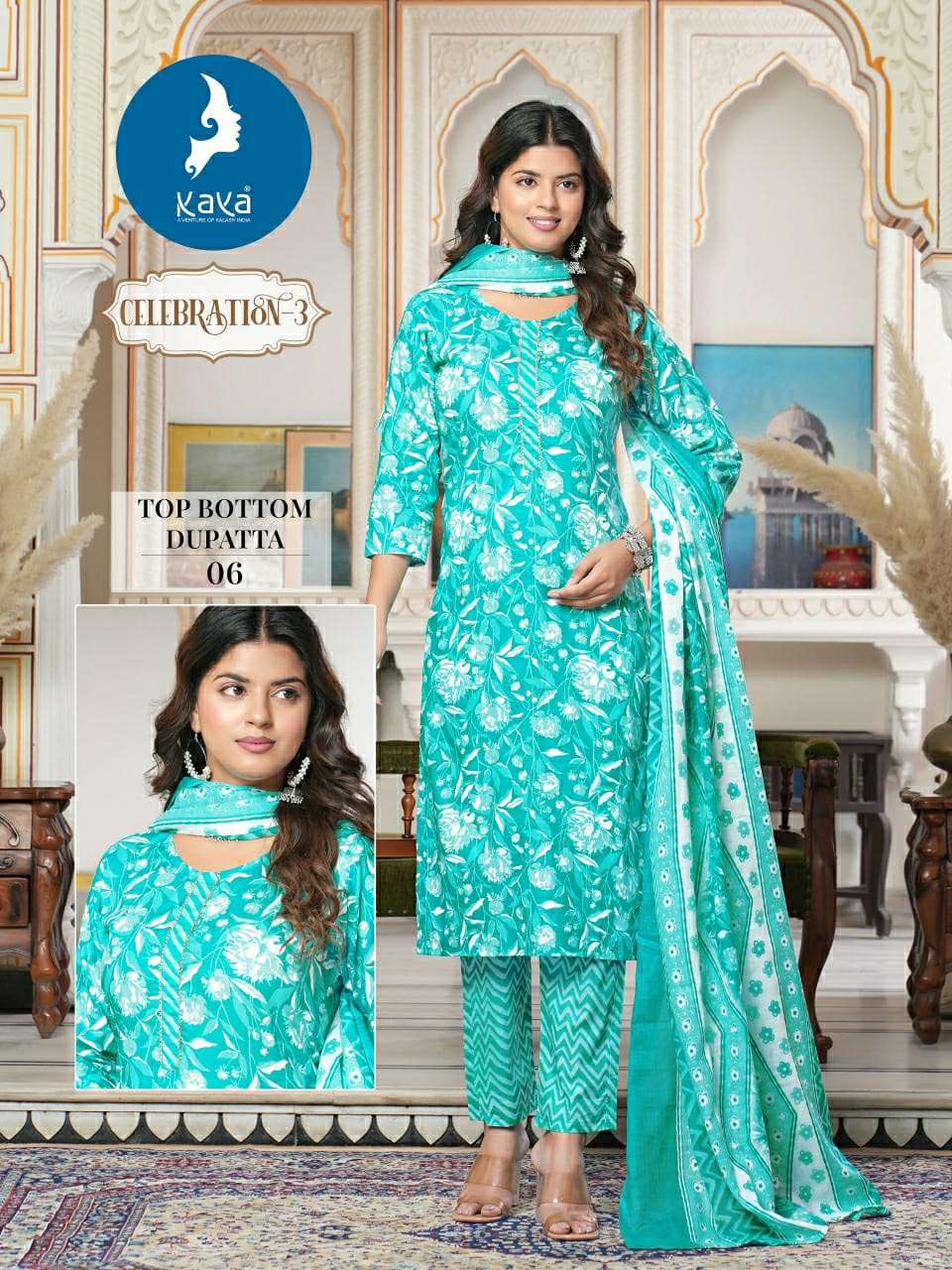 KAYA CELEBRATION VOL 3 COTTON PRINT KURTI COMBO SET 