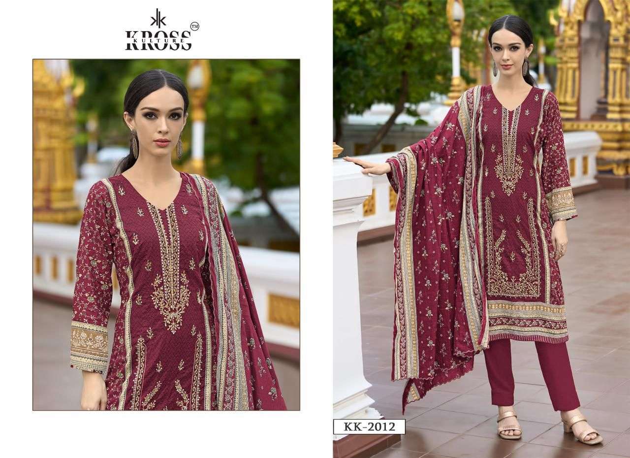 KROSS KULTURE  KK 2012 A & B COTTON SELF EMBROIDERY WORK SUIT