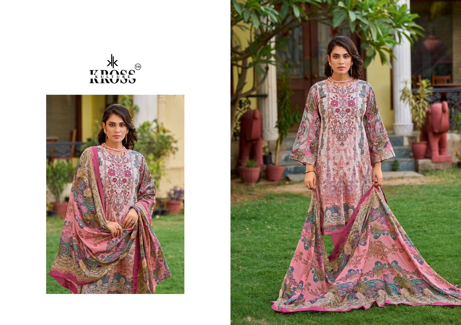KROSS KULTURE NAIRA VOL 2 COTTON PRINTS WITH FANCY WORK SUIT