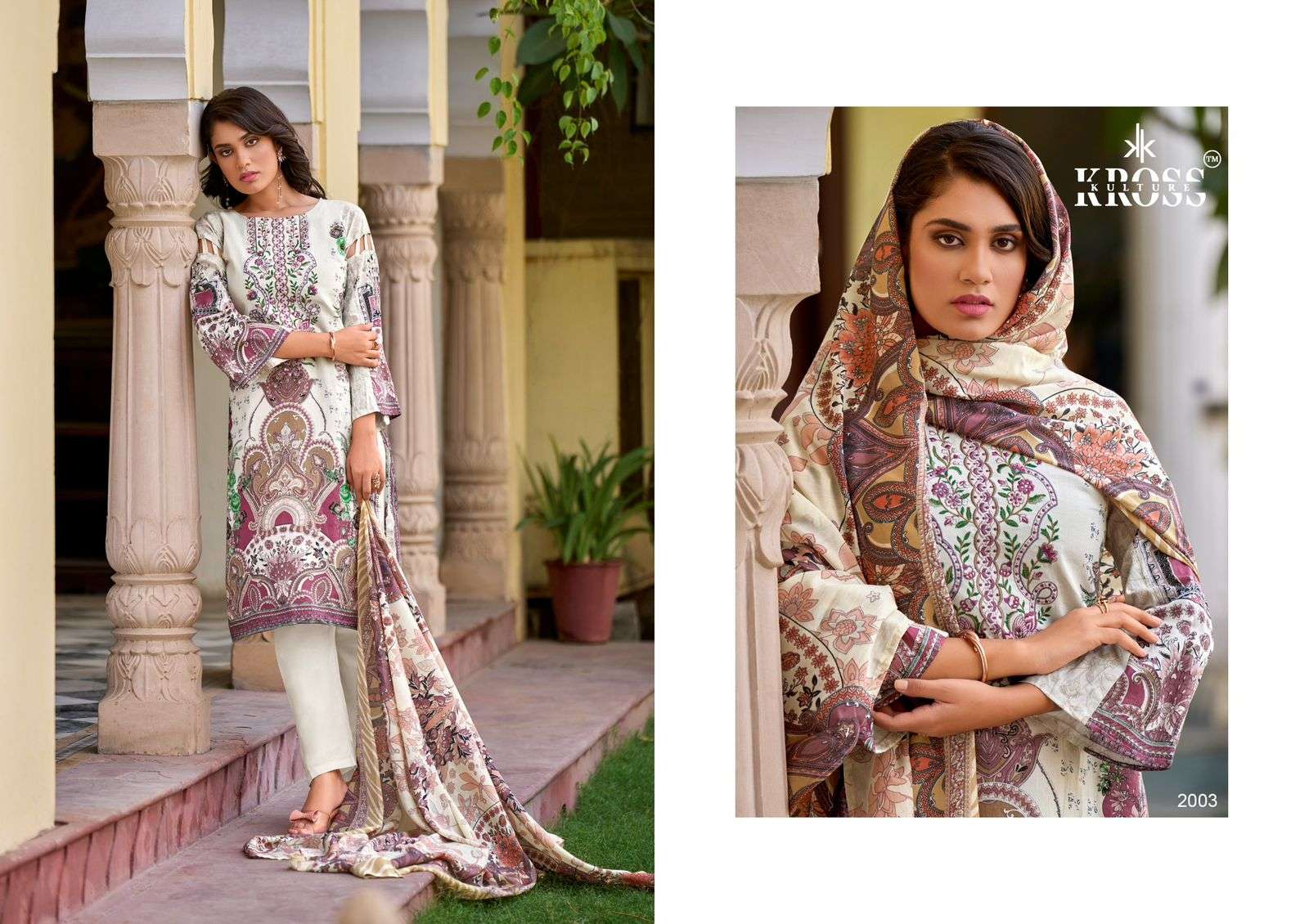 KROSS KULTURE NAIRA VOL 2 COTTON PRINTS WITH FANCY WORK SUIT