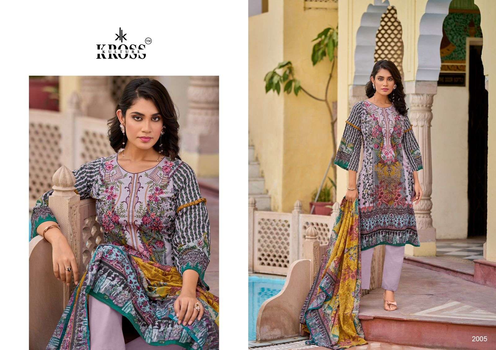 KROSS KULTURE NAIRA VOL 2 COTTON PRINTS WITH FANCY WORK SUIT