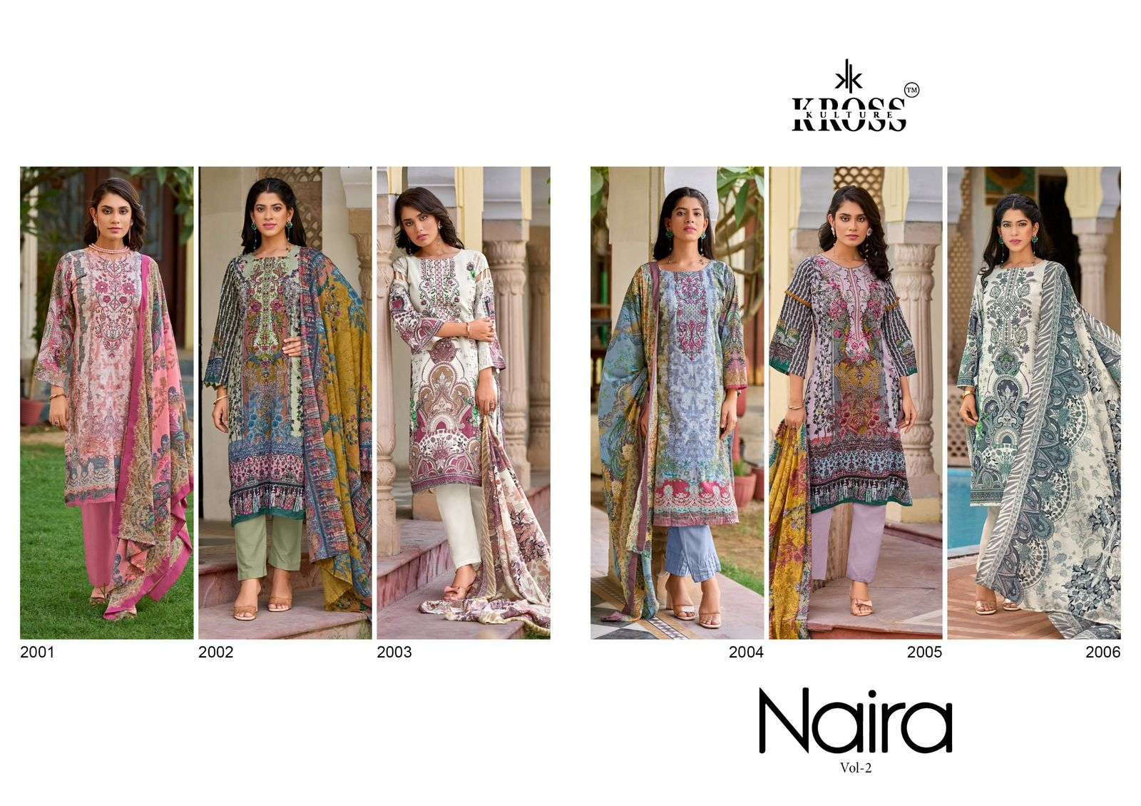 KROSS KULTURE NAIRA VOL 2 COTTON PRINTS WITH FANCY WORK SUIT