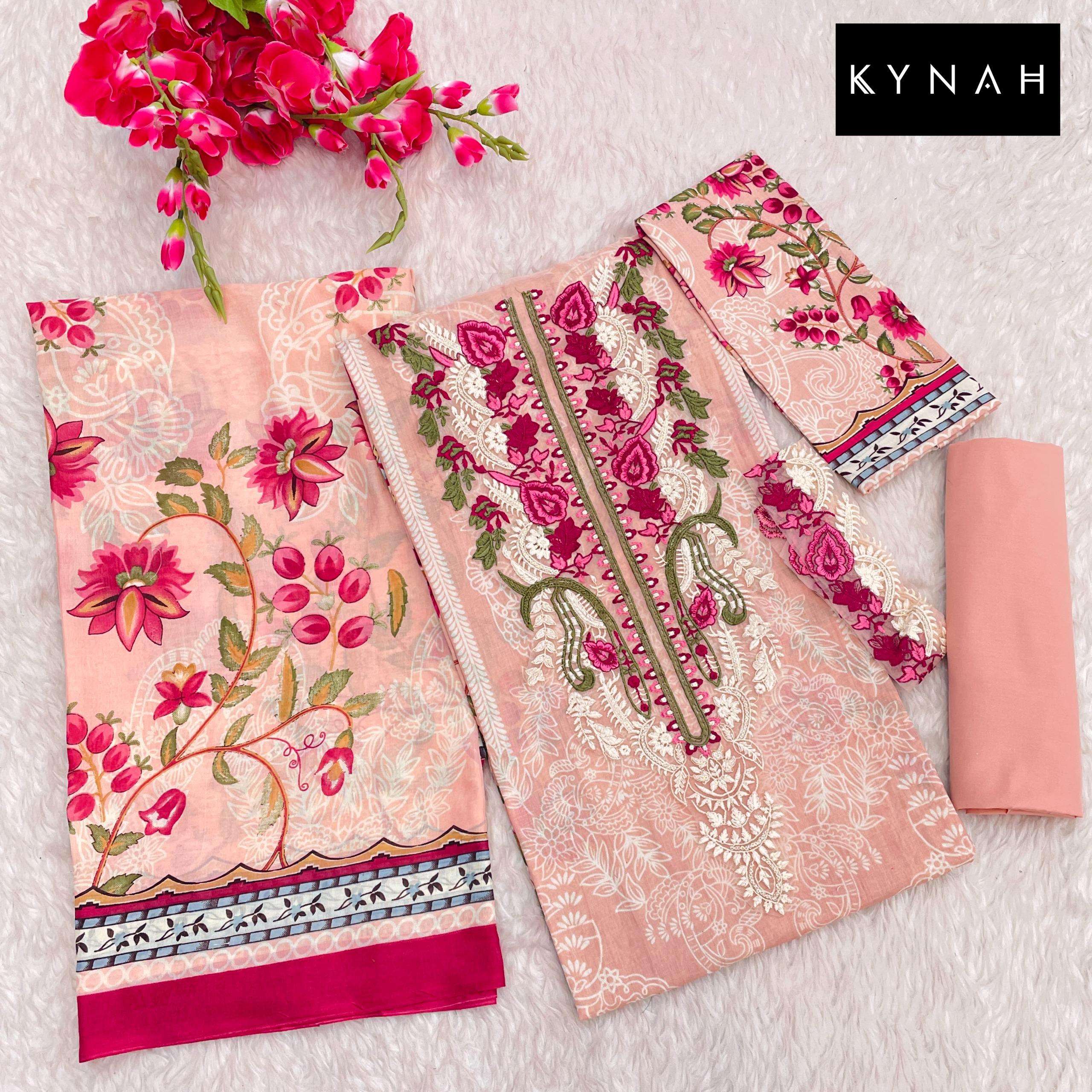 KYNAH D NO 2163 LAWN COTTON FANCY EMBROIDERY SALWAR KAMEEZ 