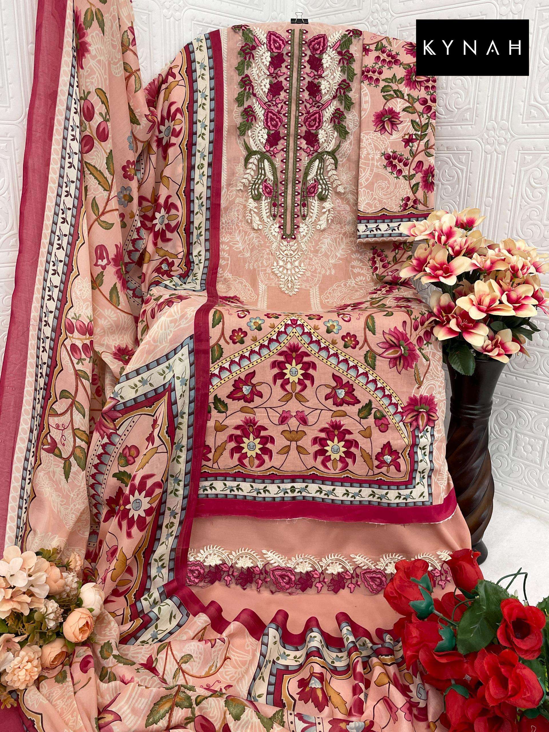 KYNAH D NO 2163 LAWN COTTON FANCY EMBROIDERY SALWAR KAMEEZ 