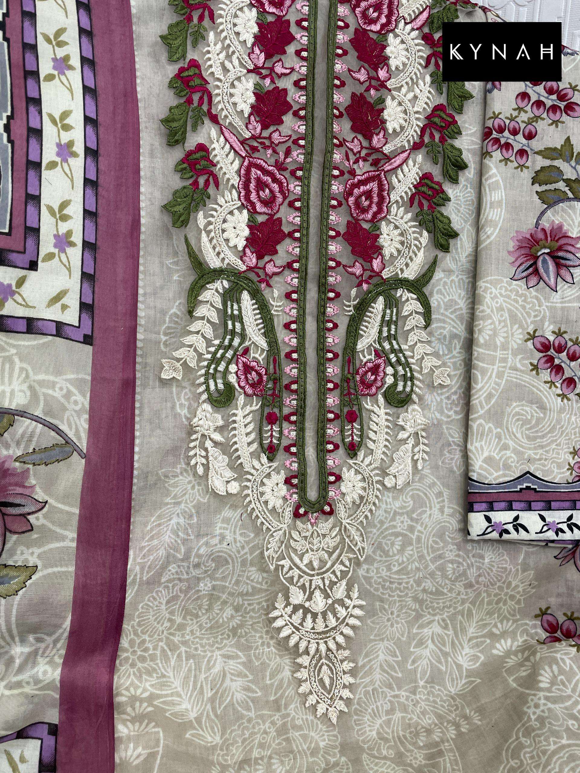 KYNAH D NO 2163 LAWN COTTON FANCY EMBROIDERY SALWAR KAMEEZ 