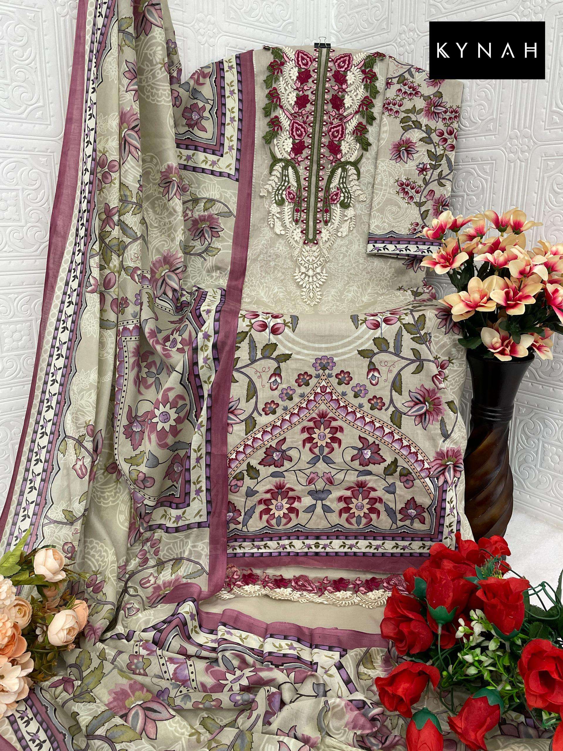 KYNAH D NO 2163 LAWN COTTON FANCY EMBROIDERY SALWAR KAMEEZ 
