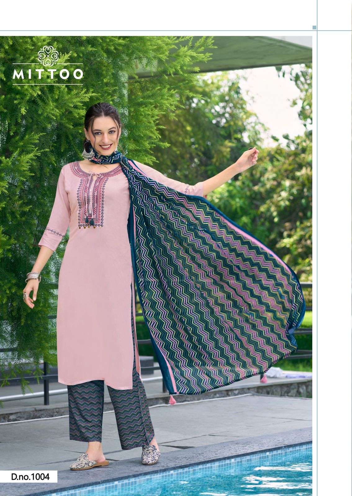 MITTOO SAMREEN RAYON FANCY HAND WORKS KURTI COMBO SET 
