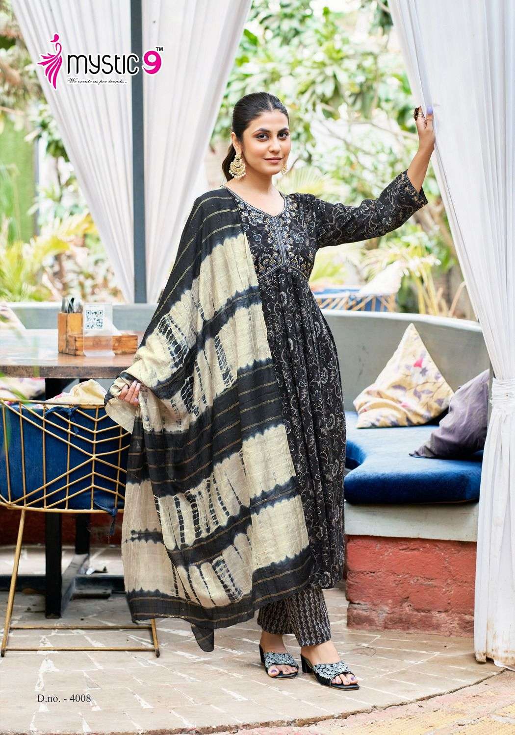 MYSTIC 9 HEENA VOL 4 RAYON FANCY ALIA CUT PATTERN KURTI COMBO SET 