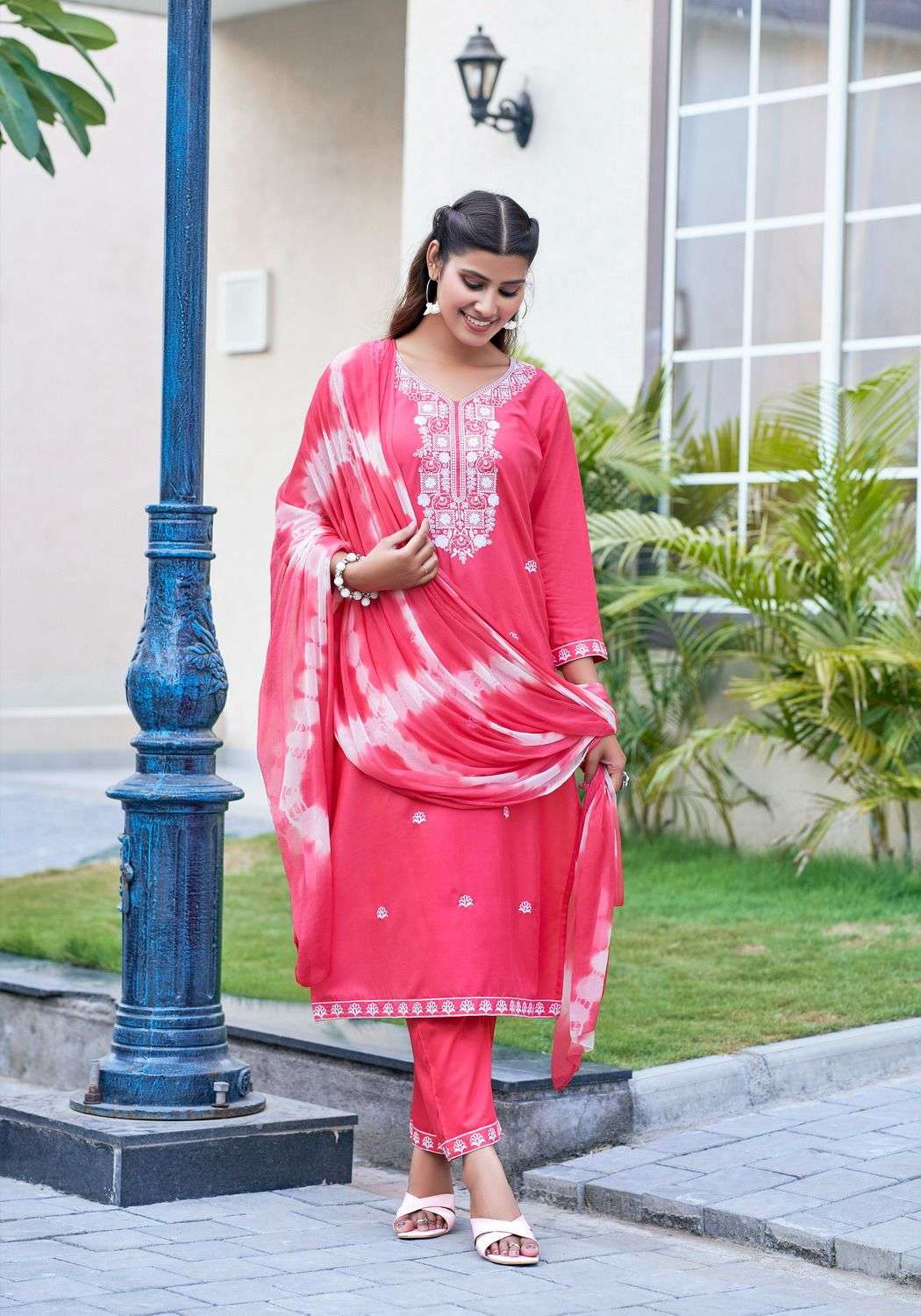 MYSTIC 9 KARACHI VOL 2 RAYON FANCY LUCKNOWI WORK KURTI COMBO SET