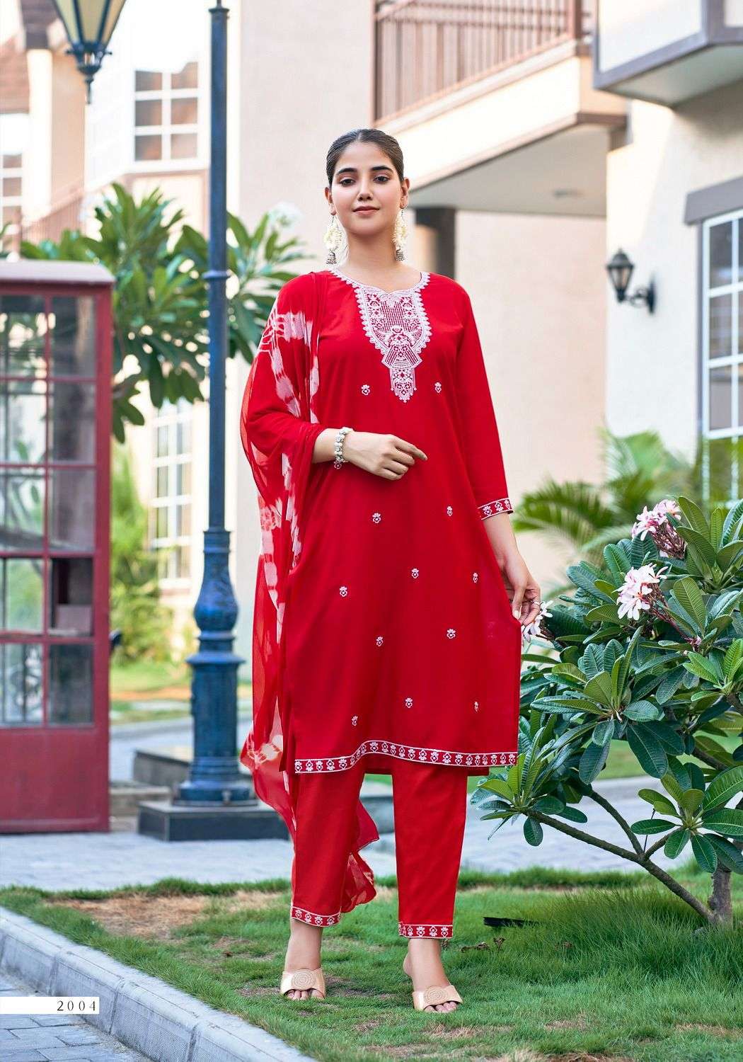 MYSTIC 9 KARACHI VOL 2 RAYON FANCY LUCKNOWI WORK KURTI COMBO SET