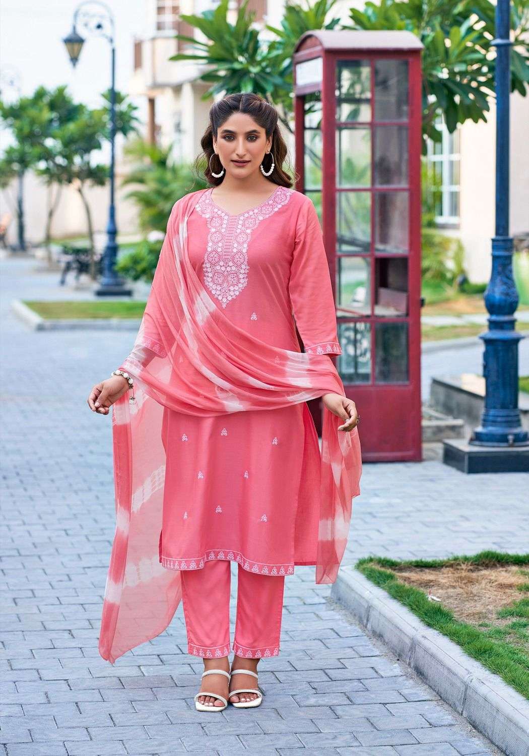 MYSTIC 9 KARACHI VOL 2 RAYON FANCY LUCKNOWI WORK KURTI COMBO SET