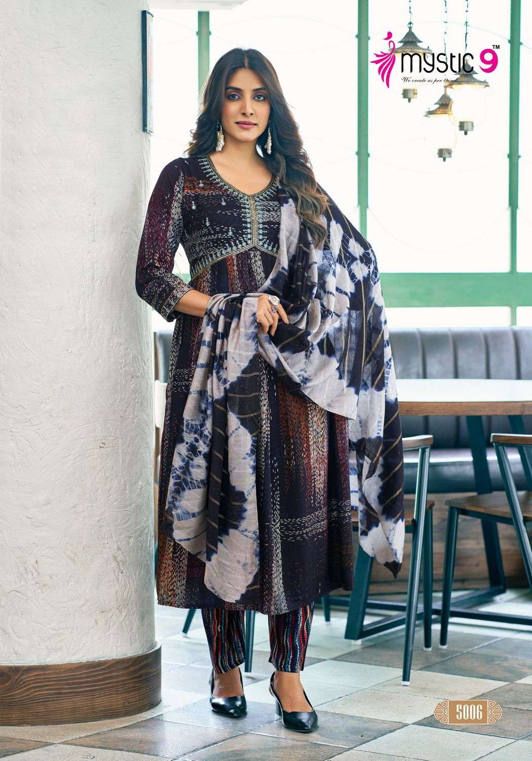 MYSTIC 9 POOJA VOL 5 FANCY ALIA CUT PATTERN KURTI COMBO SET 