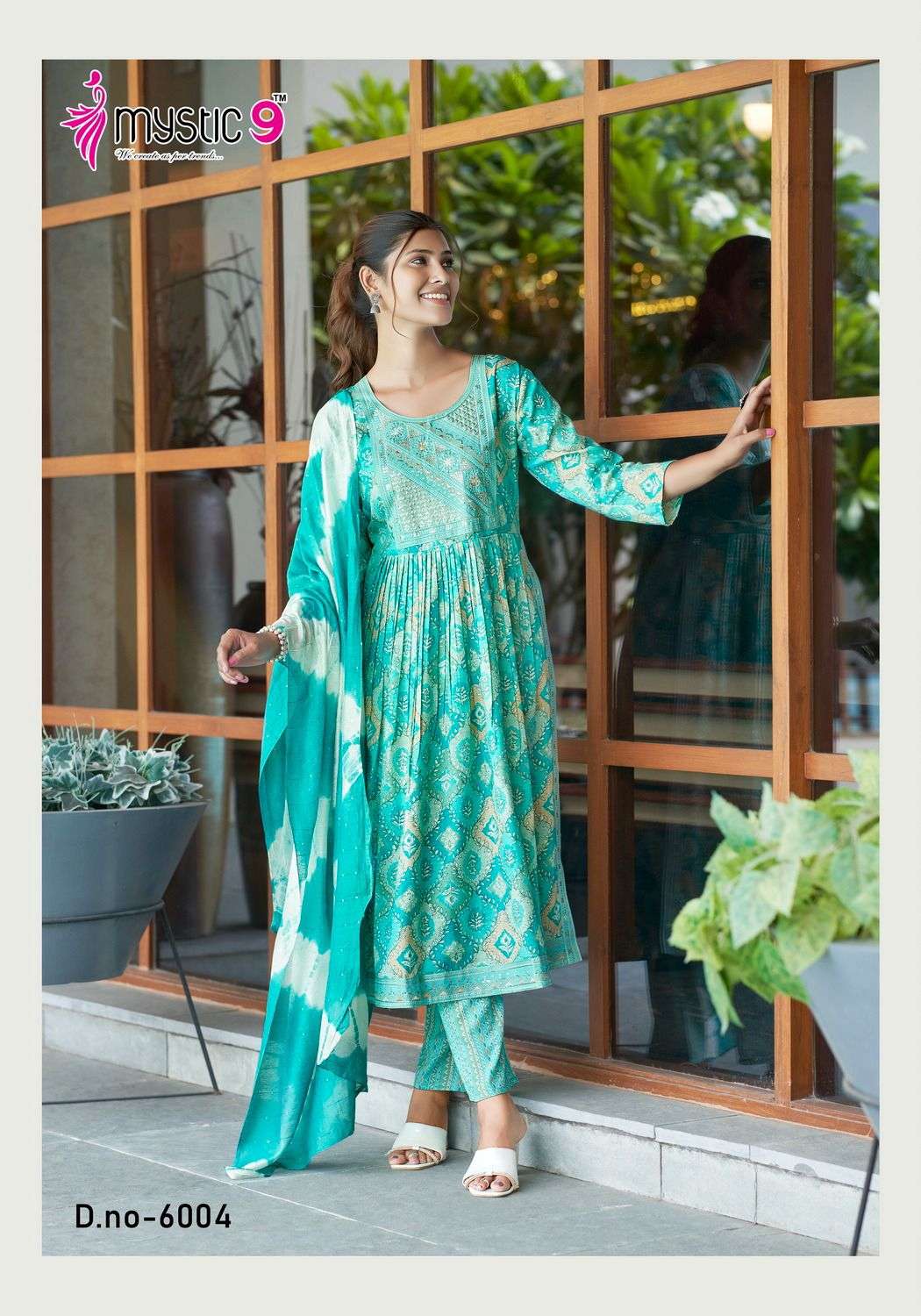 MYSTIC 9 SARA VOL 6 RAYON NAIRA CUT PATTERN KURTI COMBO SET 