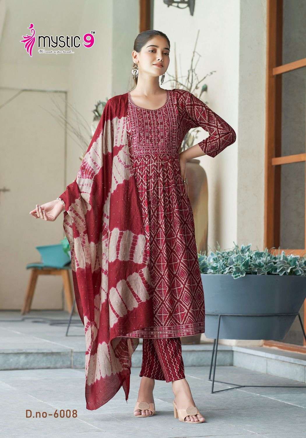 MYSTIC 9 SARA VOL 6 RAYON NAIRA CUT PATTERN KURTI COMBO SET 