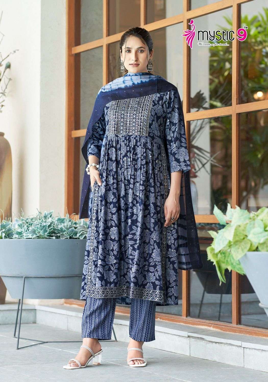 MYSTIC 9 SARA VOL 6 RAYON NAIRA CUT PATTERN KURTI COMBO SET 