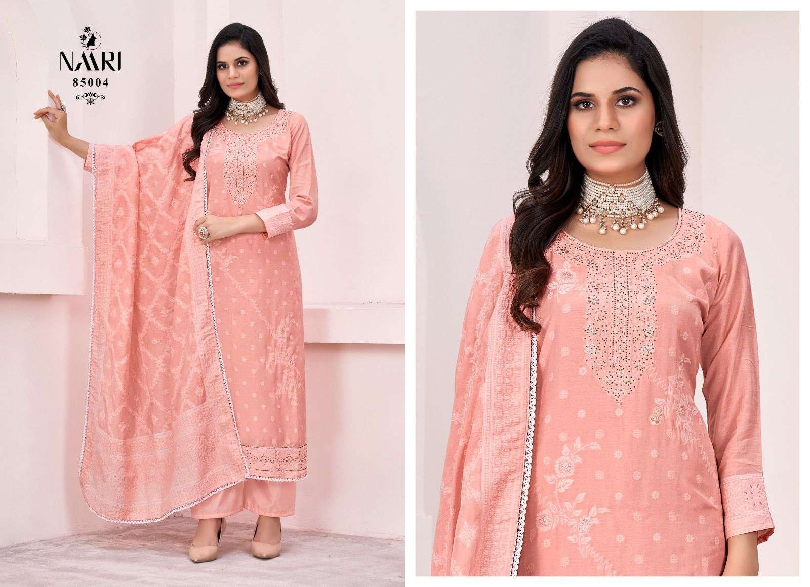 NAARI SIRAZ MUSLIN JACQUARD SWAROVSKI WORK SUIT