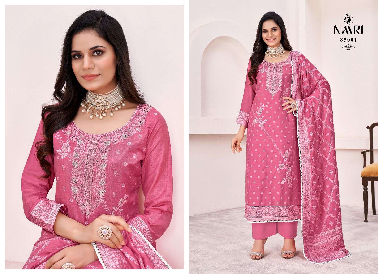 NAARI SIRAZ MUSLIN JACQUARD SWAROVSKI WORK SUIT