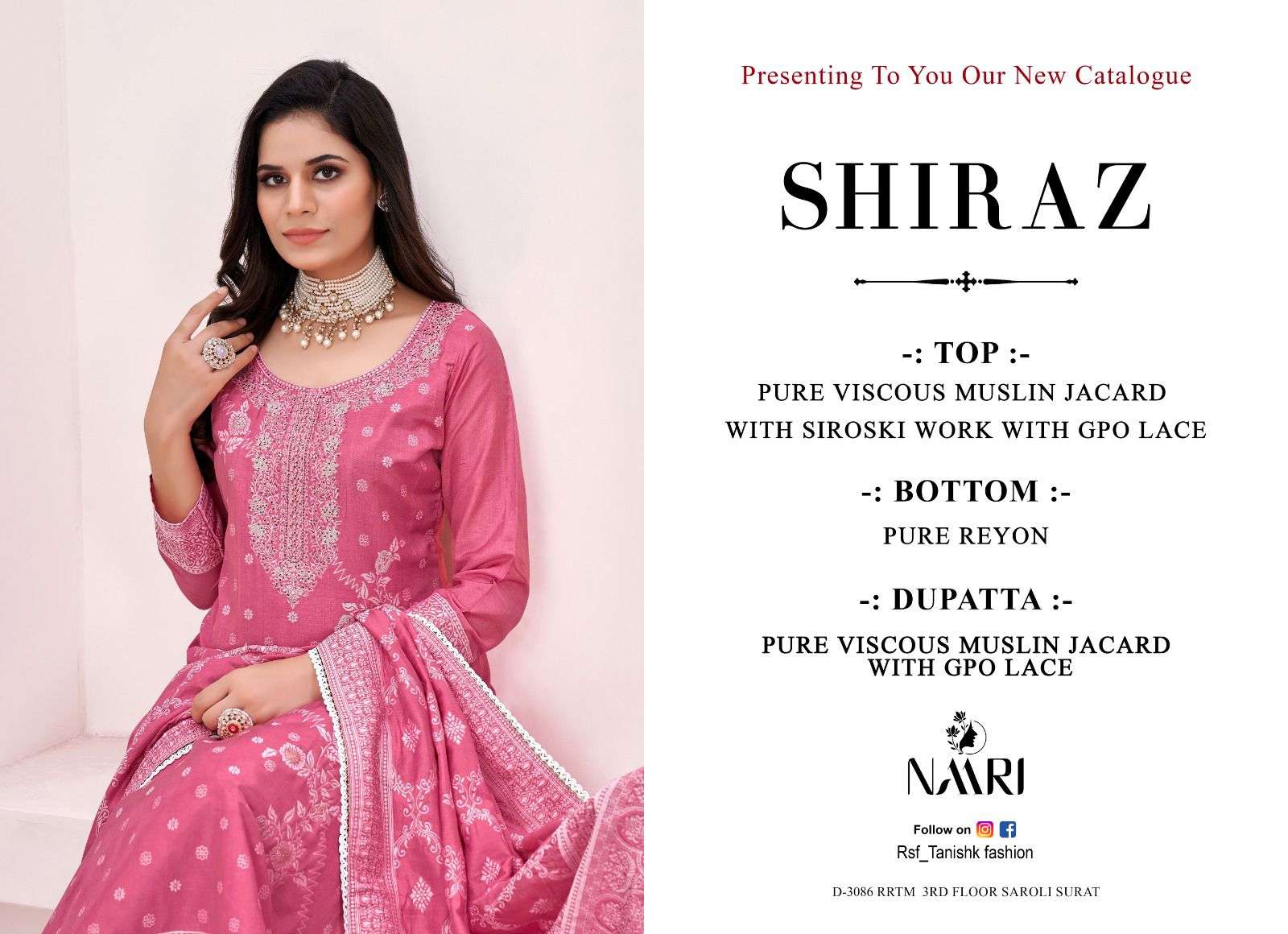 NAARI SIRAZ MUSLIN JACQUARD SWAROVSKI WORK SUIT