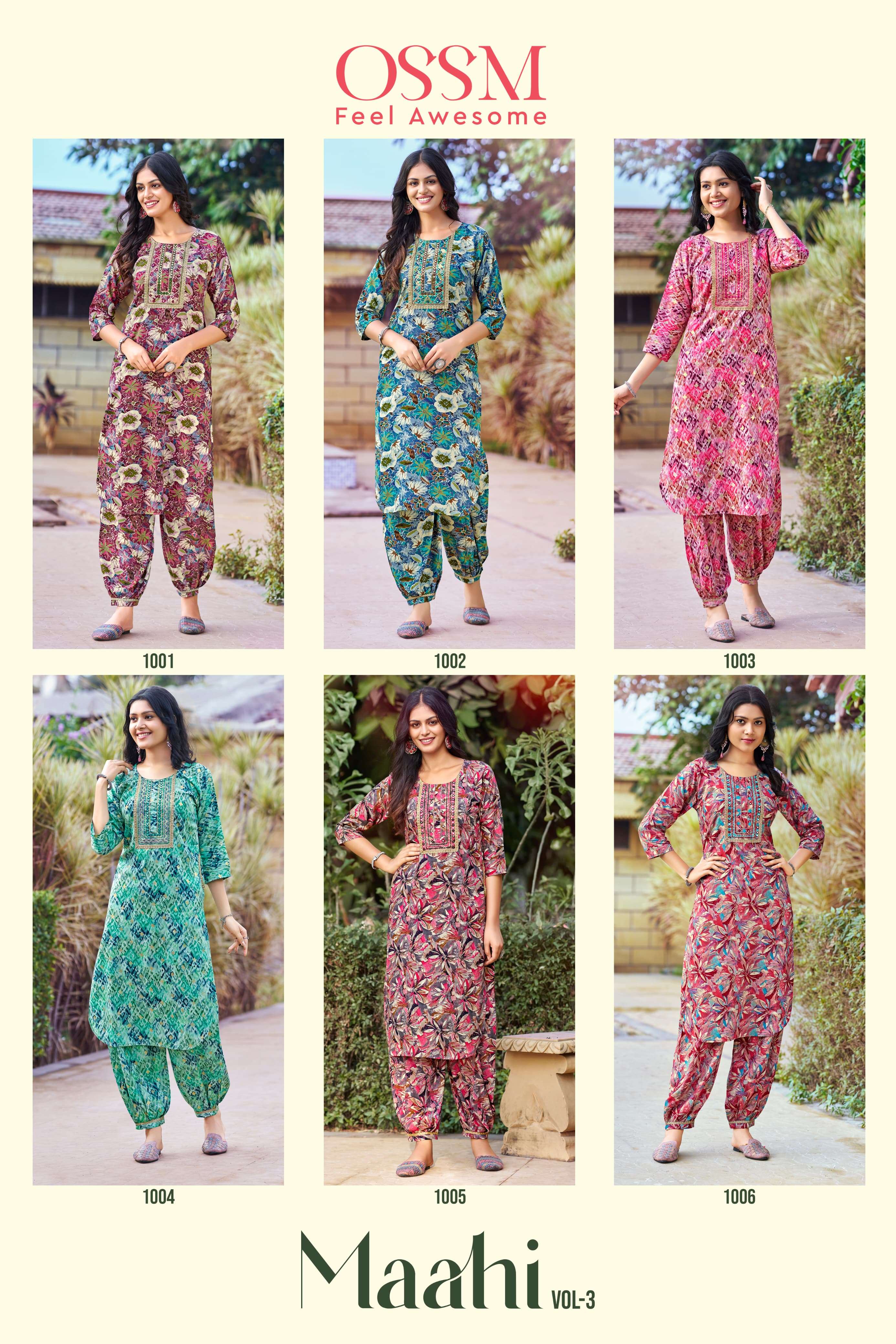  OSSM MAAHI VOL 3 RAYON PRINT KURTI WITH AFGHANI BOTTOM SET