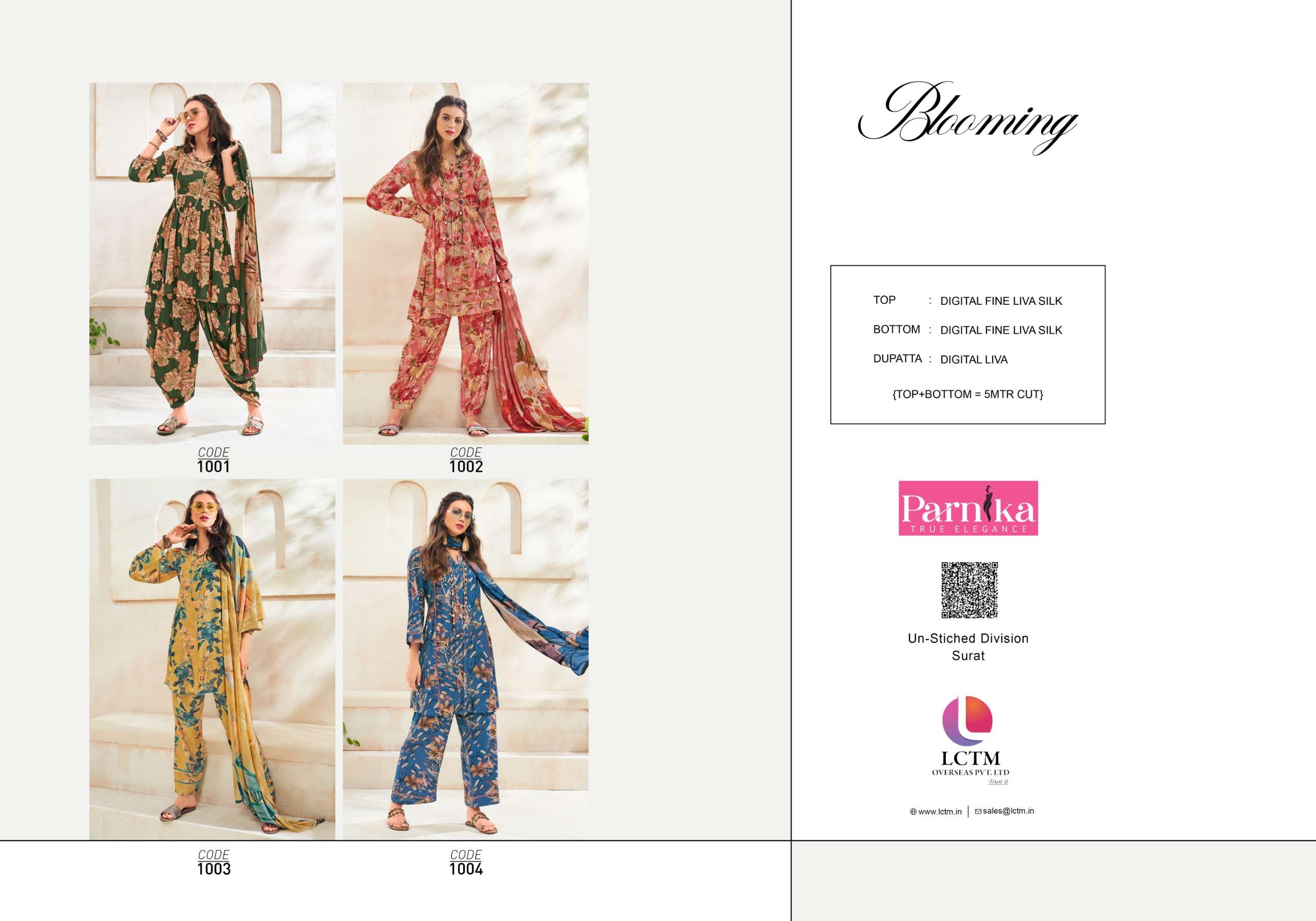 PARNKA BLOOMING SILK HEAVY DIGITAL PRINT DESIGNER SUIT