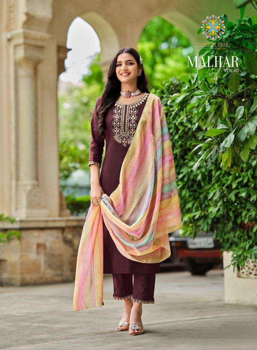 PASSION TREE MALHAR VOL 1 STRAIGHT KURTI WITH PANT AND DUPATTA SET 