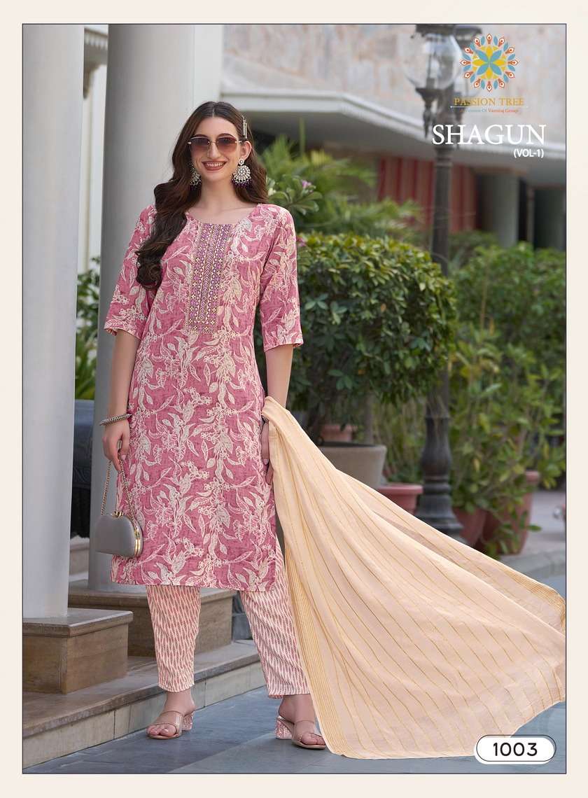 PASSION TREE SHAGUN VOL 1 RAYON FOIL PRINT FANCY KURTI COMBO SET 