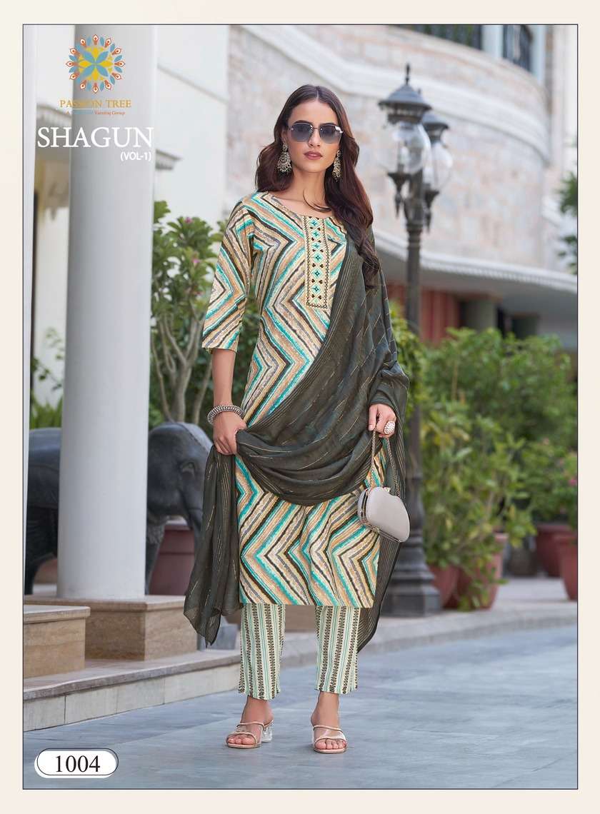 PASSION TREE SHAGUN VOL 1 RAYON FOIL PRINT FANCY KURTI COMBO SET 