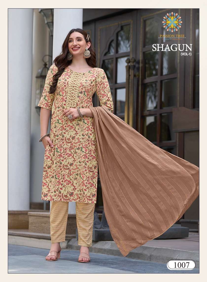 PASSION TREE SHAGUN VOL 1 RAYON FOIL PRINT FANCY KURTI COMBO SET 