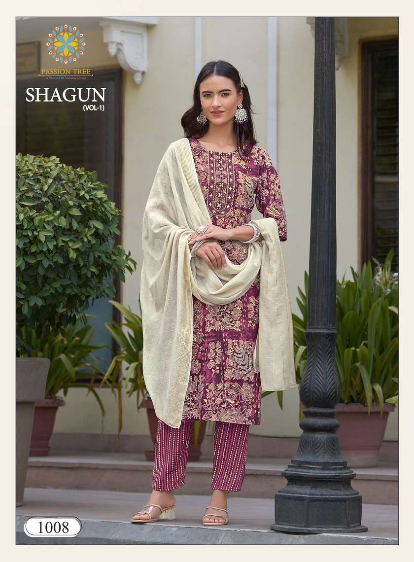 PASSION TREE SHAGUN VOL 1 RAYON FOIL PRINT FANCY KURTI COMBO SET 
