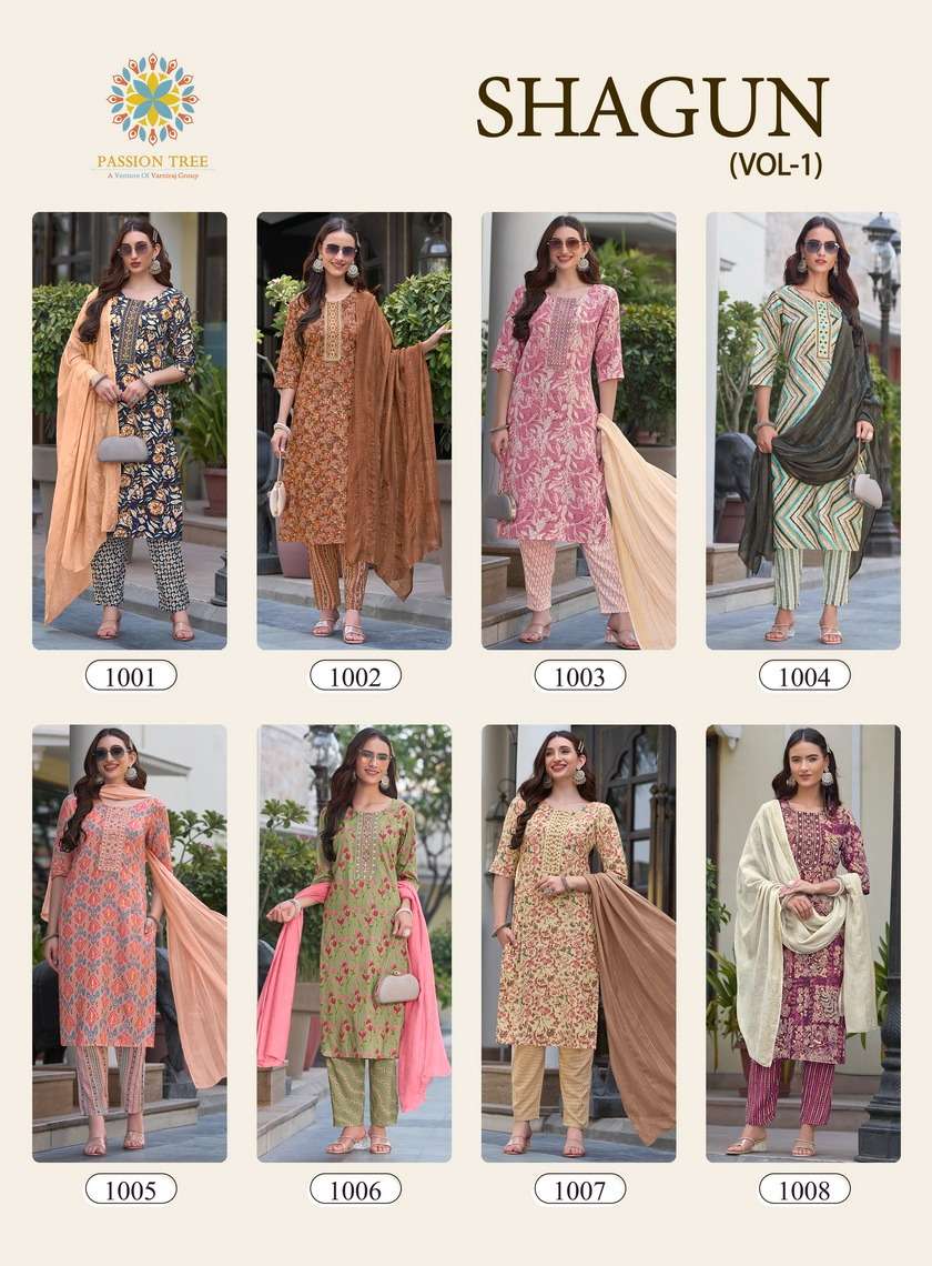PASSION TREE SHAGUN VOL 1 RAYON FOIL PRINT FANCY KURTI COMBO SET 