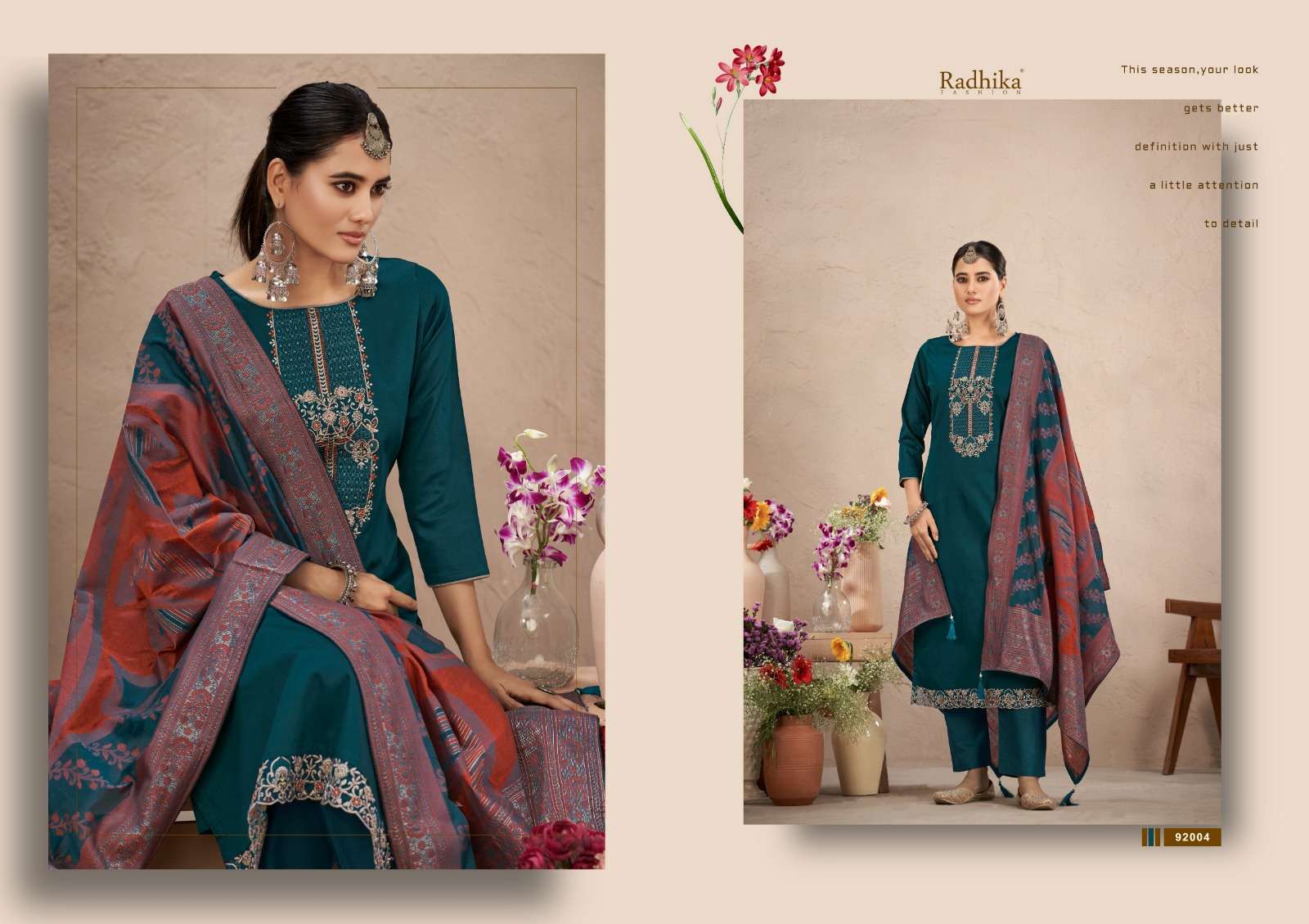 RADHIKA FASHION AZARA  BIBO JAAN JAM COTTON FANCY WORK SUIT