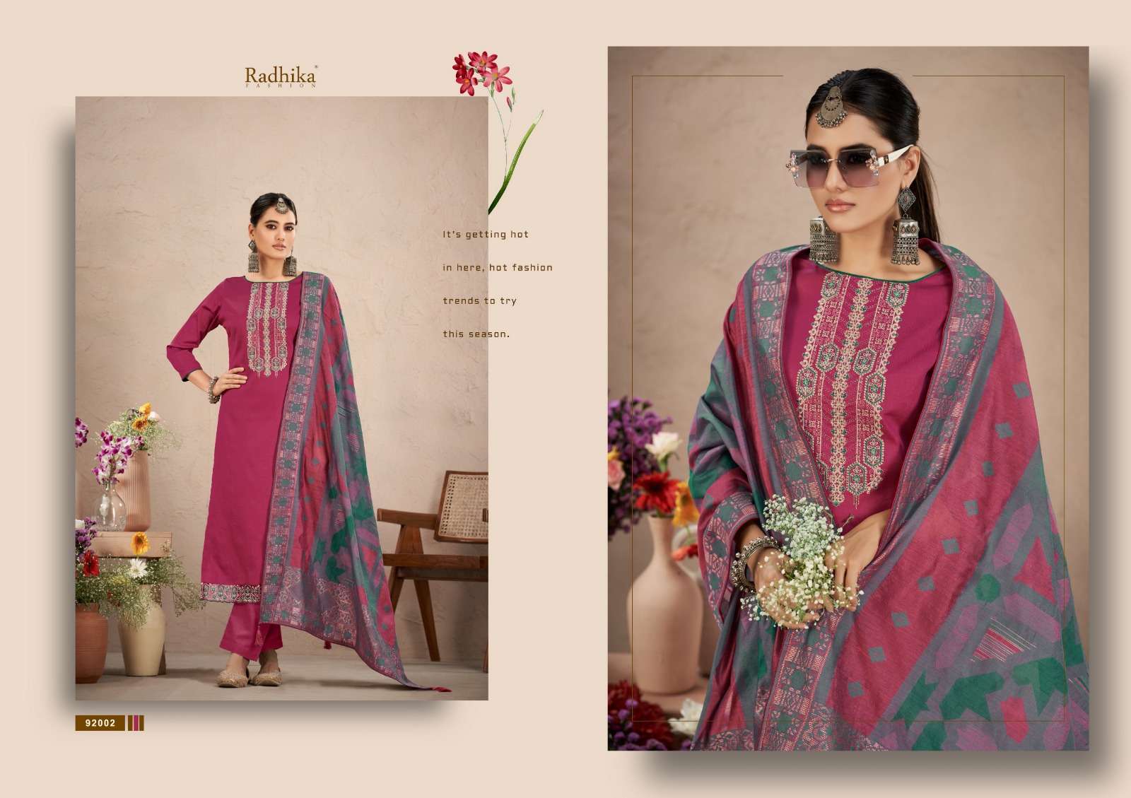 RADHIKA FASHION AZARA  BIBO JAAN JAM COTTON FANCY WORK SUIT