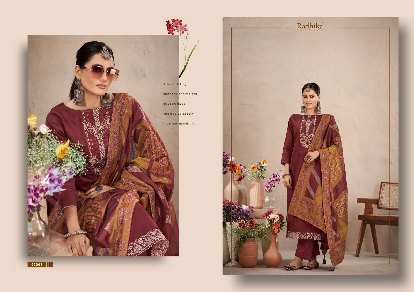 RADHIKA FASHION AZARA  BIBO JAAN JAM COTTON FANCY WORK SUIT