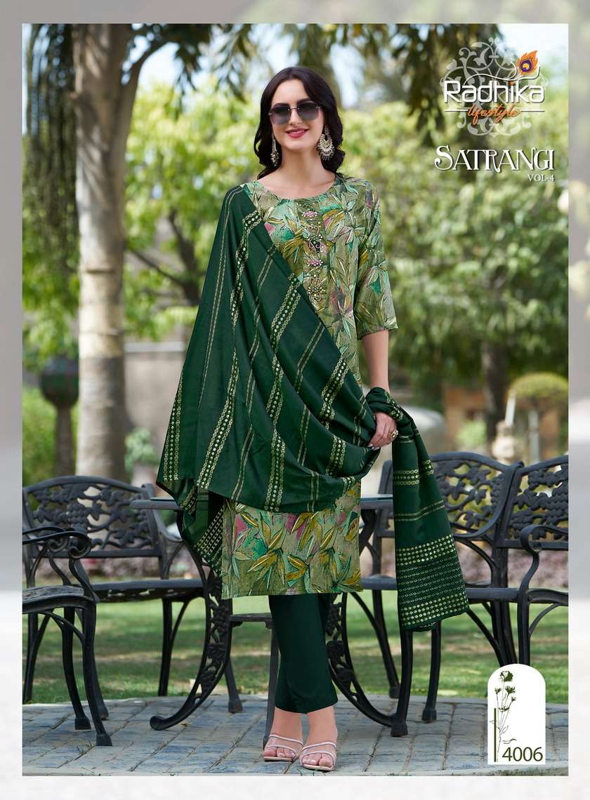 RADHIKA LIFESTYLE SATRANGI VOL 4 KURTI PANT WITH DUPATTA SET